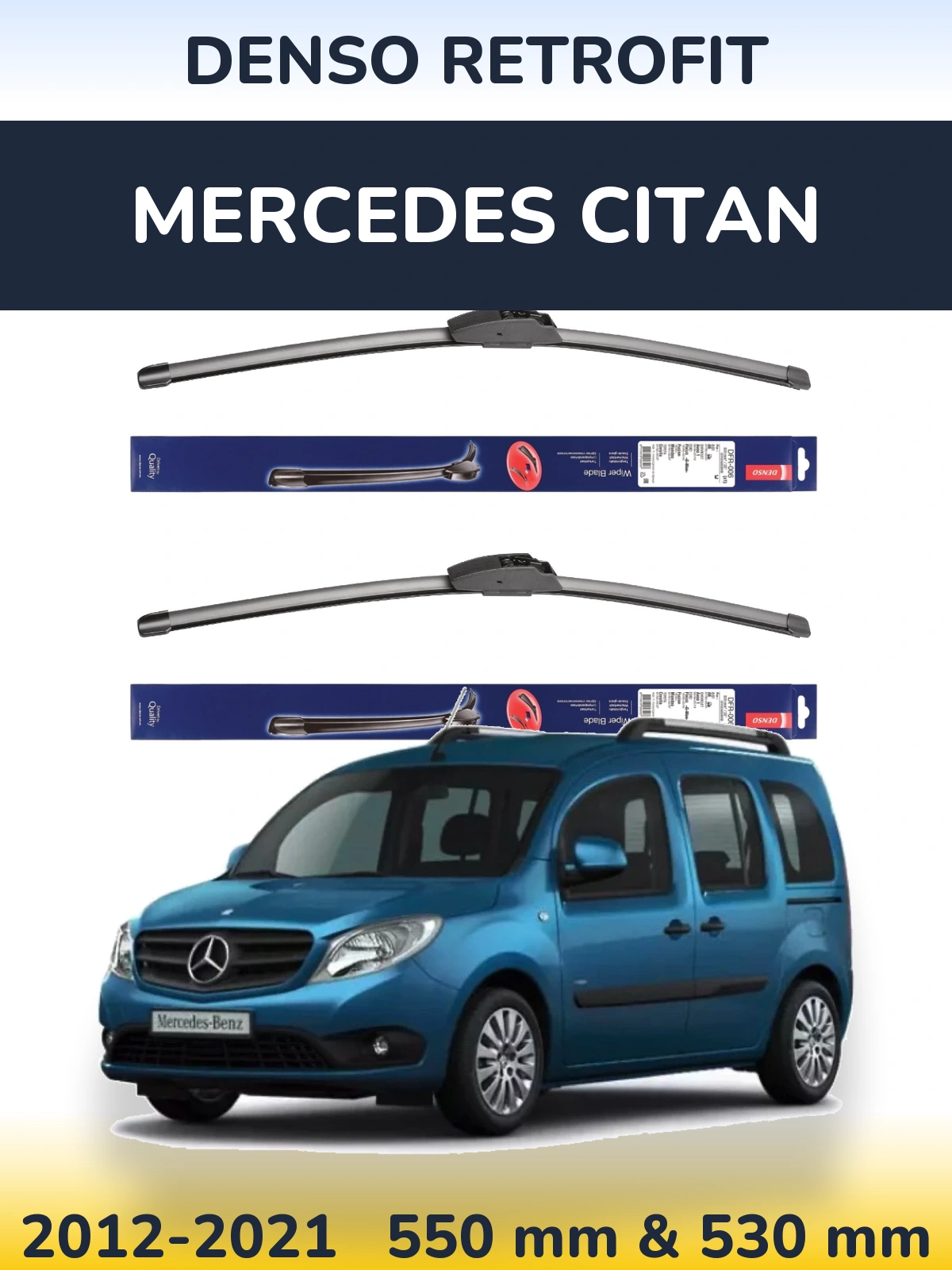 Комплект передних дворников Denso Retrofit 550 & 530 мм для Mercedes Citan 2012-2021