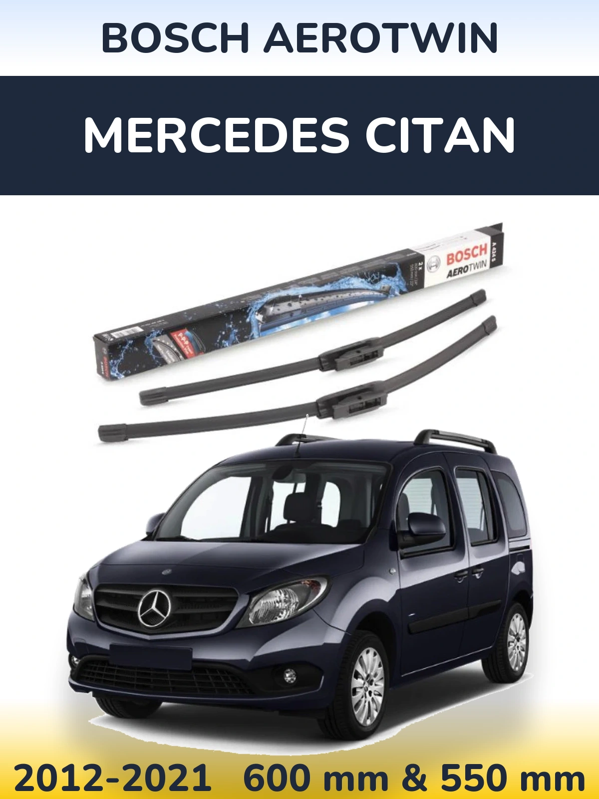 Komplet przednich wycieraczek BOSCH AeroTwin 600 & 550 mm do Mercedes Citan 2012-2021