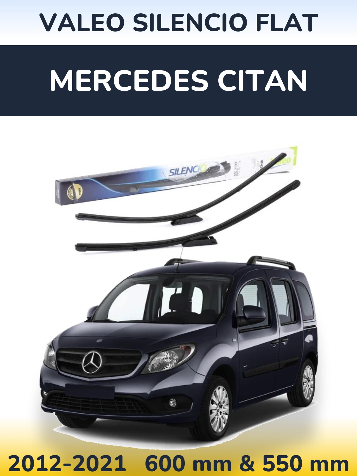 Комплект передних дворников Valeo Silencio Flat 580 & 530 мм для Mercedes Citan 2012-2021