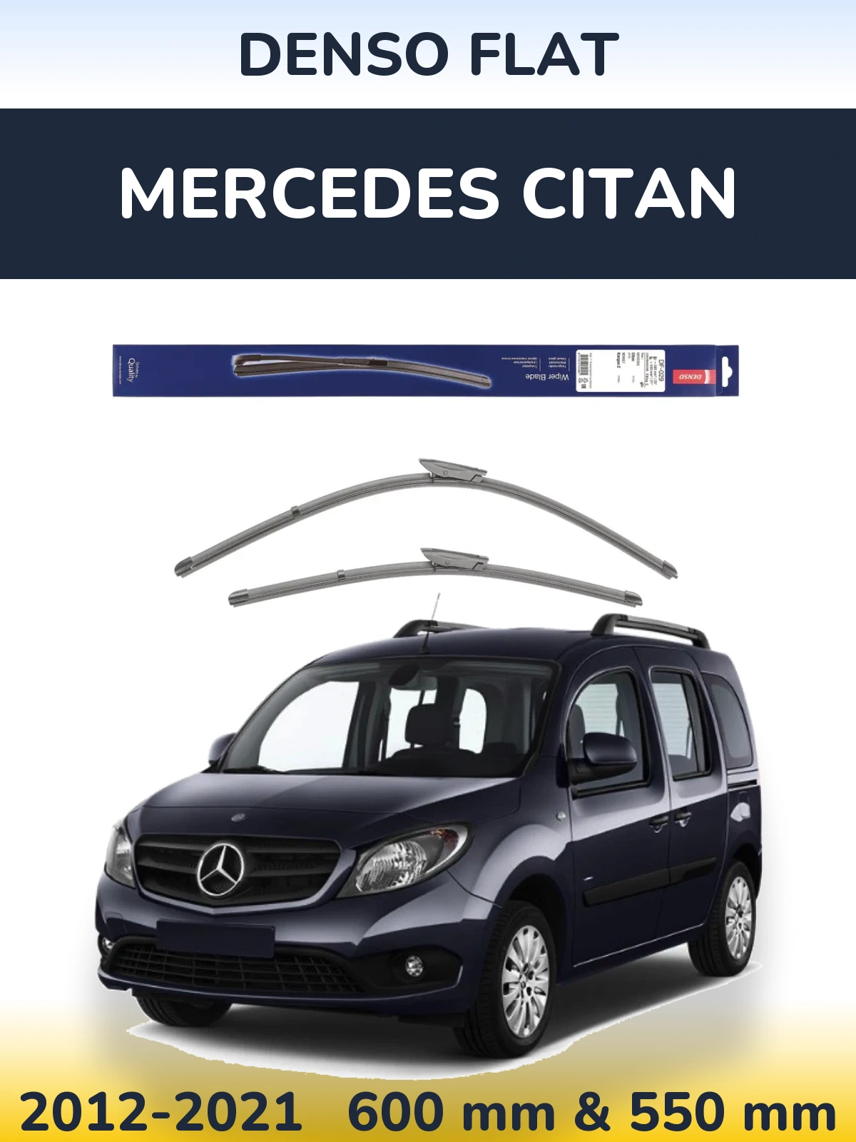 Komplet przednich wycieraczek Denso Flat 580 & 530 mm do Mercedes Citan 2012-2021