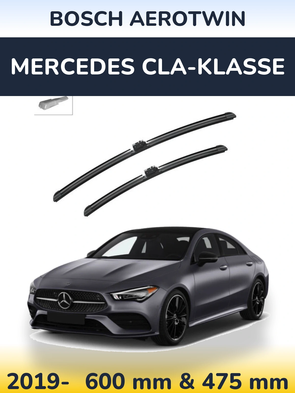 Комплект передних дворников BOSCH AeroTwin 600 & 475 мм для Mercedes CLA-Klasse 2019-2026