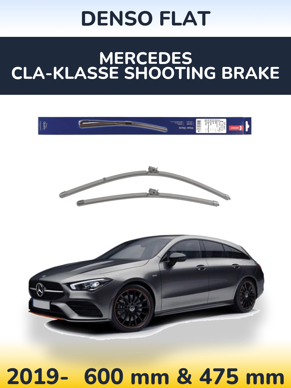 Komplet przednich wycieraczek Denso Flat 600 & 475 mm do Mercedes CLA-Klasse Shooting Brake 2019-2026