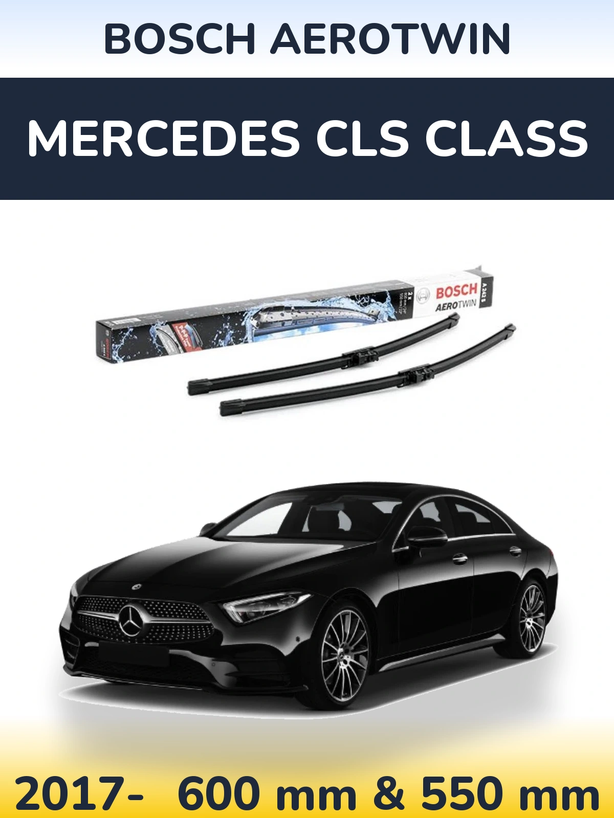 Komplet przednich wycieraczek BOSCH AeroTwin 600 & 550 mm do Mercedes Klasa CLS 2017-2026