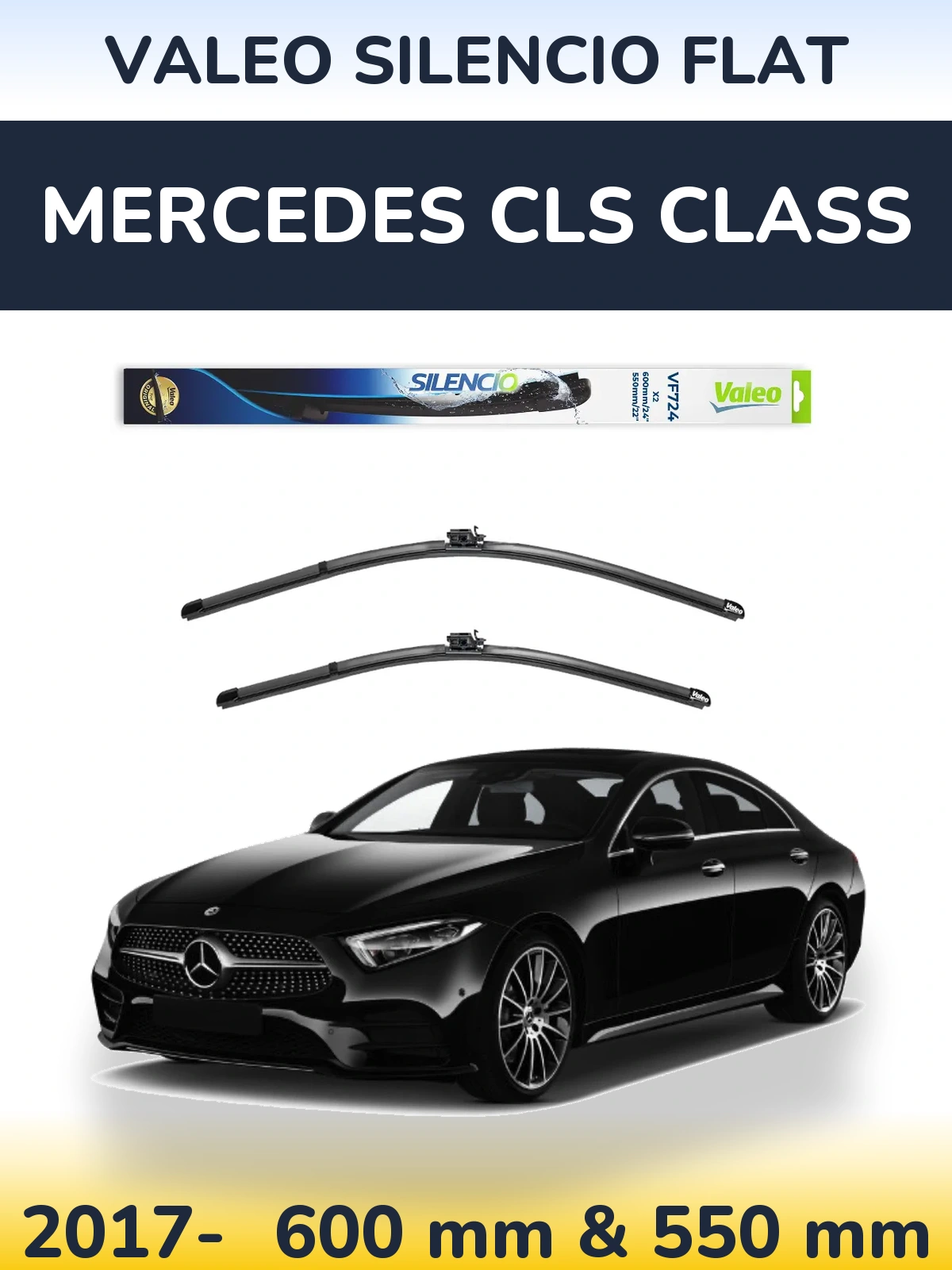 Komplet przednich wycieraczek Valeo Silencio Flat 600 & 550 mm do Mercedes Klasa CLS 2017-2026