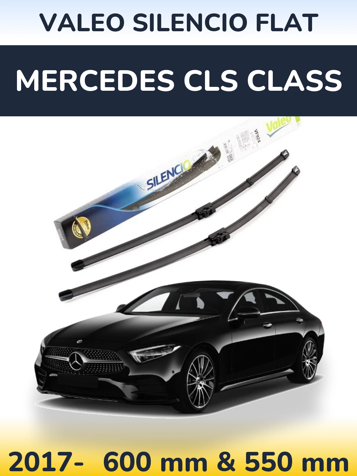 Komplet przednich wycieraczek Valeo Silencio Flat 600 & 550 mm do Mercedes Klasa CLS 2017-2026