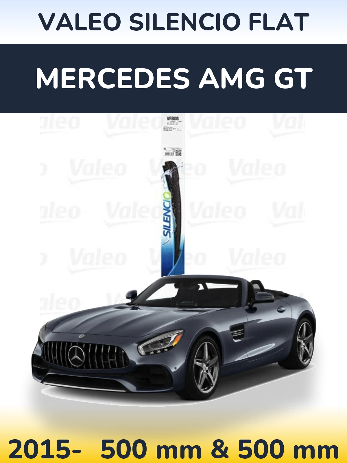 Komplet przednich wycieraczek Valeo Silencio Flat 500 & 500 mm do Mercedes AMG GT 2015-2026