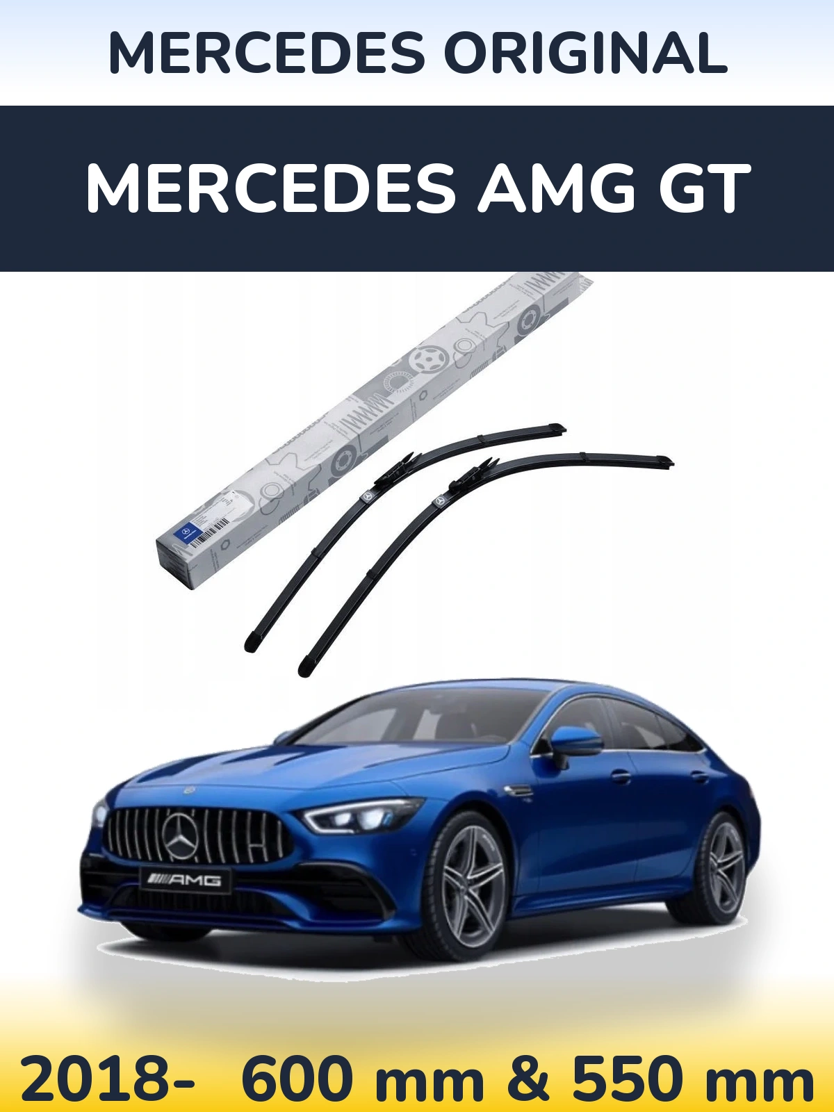 Front wiper blade set Mercedes OEM Mercedes Original 600 & 550 mm for Mercedes AMG GT 2018-2026