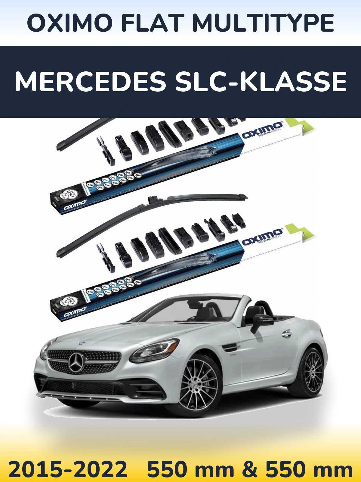 Komplet przednich wycieraczek Oximo Flat MultiType 550 & 550 mm do Mercedes SLC-Klasse 2015-2022