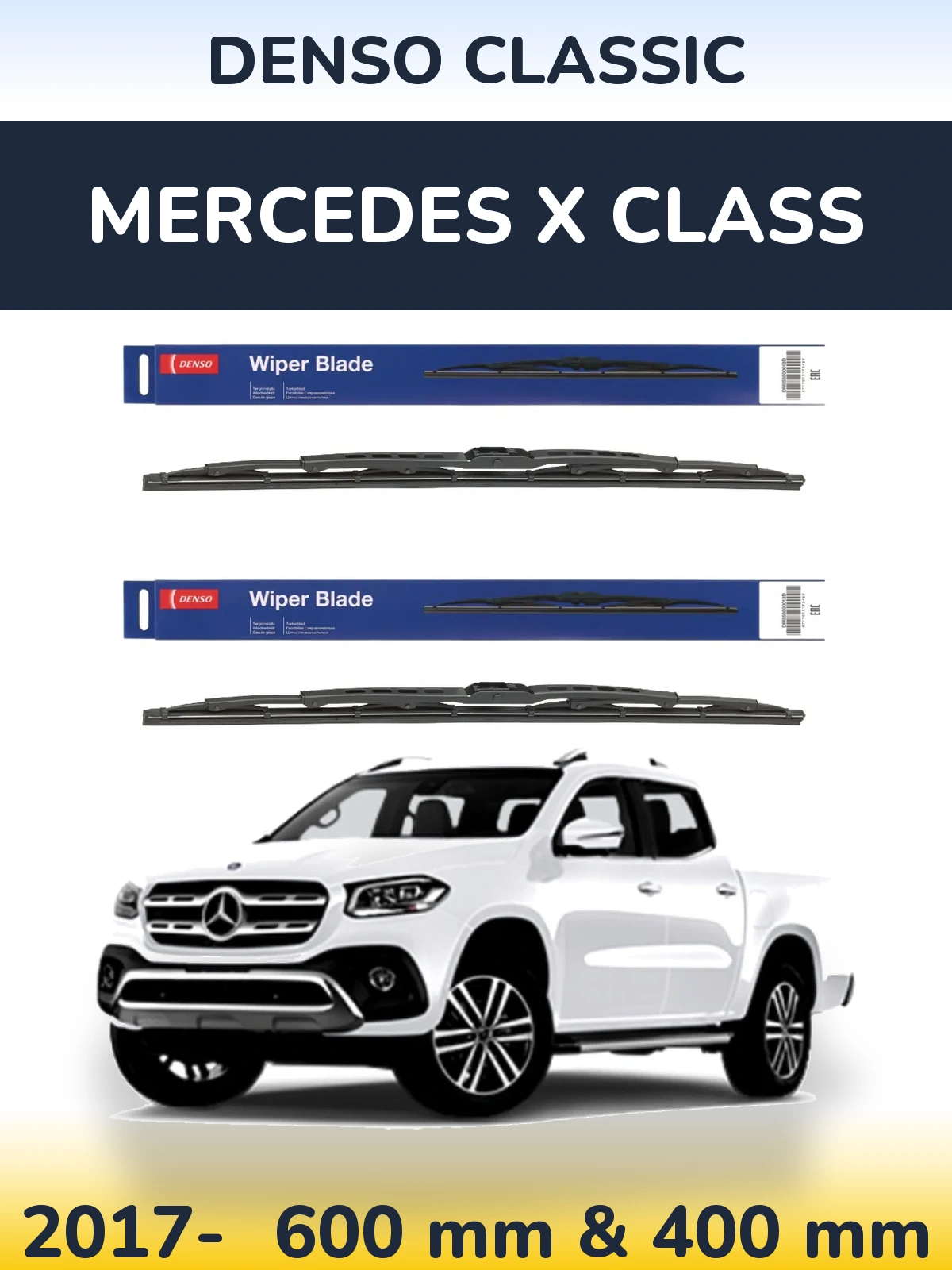 Komplet przednich wycieraczek Denso Classic 600 & 400 mm do Mercedes Klasa X 2017-2026