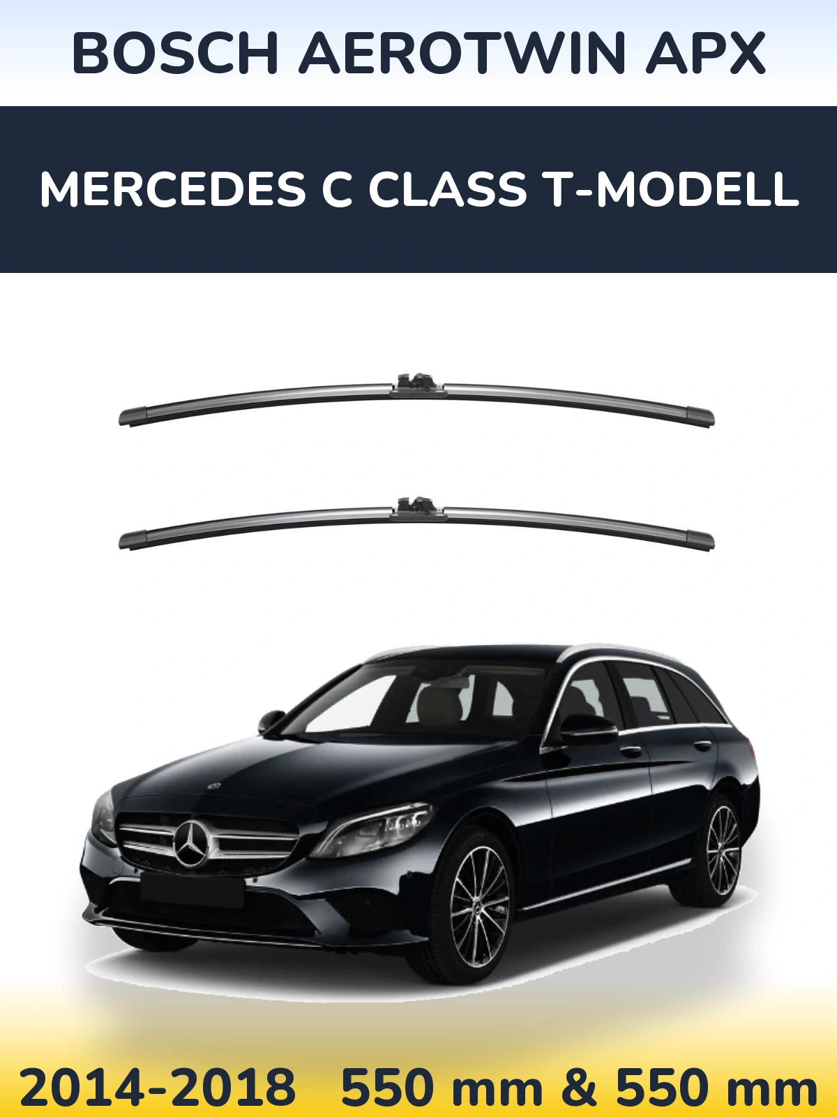 Комплект передних дворников BOSCH AeroTwin APX 550 & 550 мм для Mercedes C Class T-Модельl 2014-2018