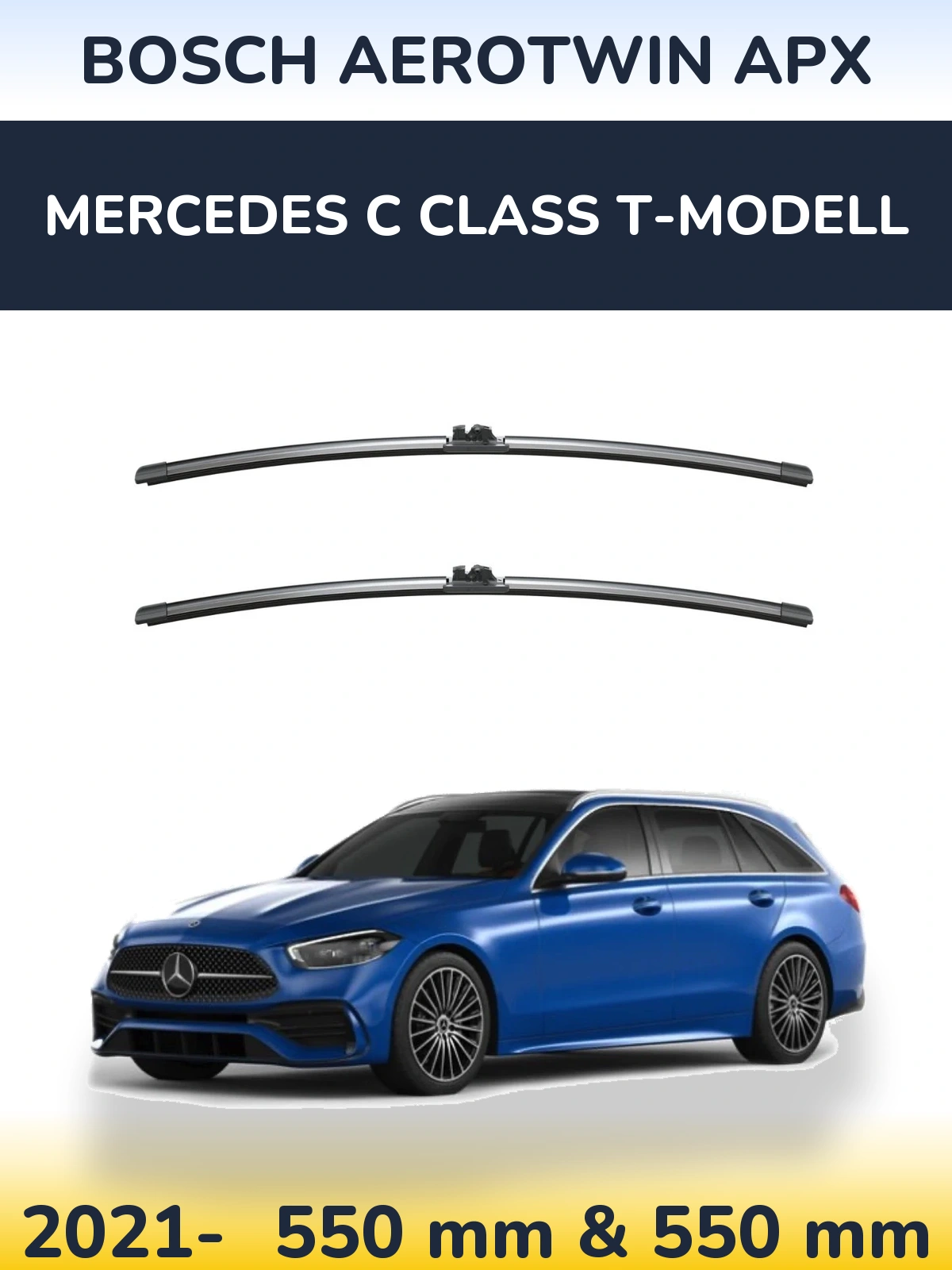 Комплект передних дворников BOSCH AeroTwin APX 550 & 550 мм для Mercedes C Class T-Модельl 2021-2026