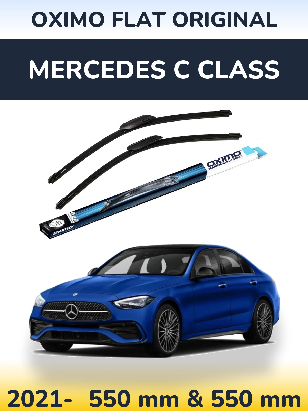 Комплект передних дворников Oximo Flat Original 550 & 550 мм для Mercedes C Class 2021-2026