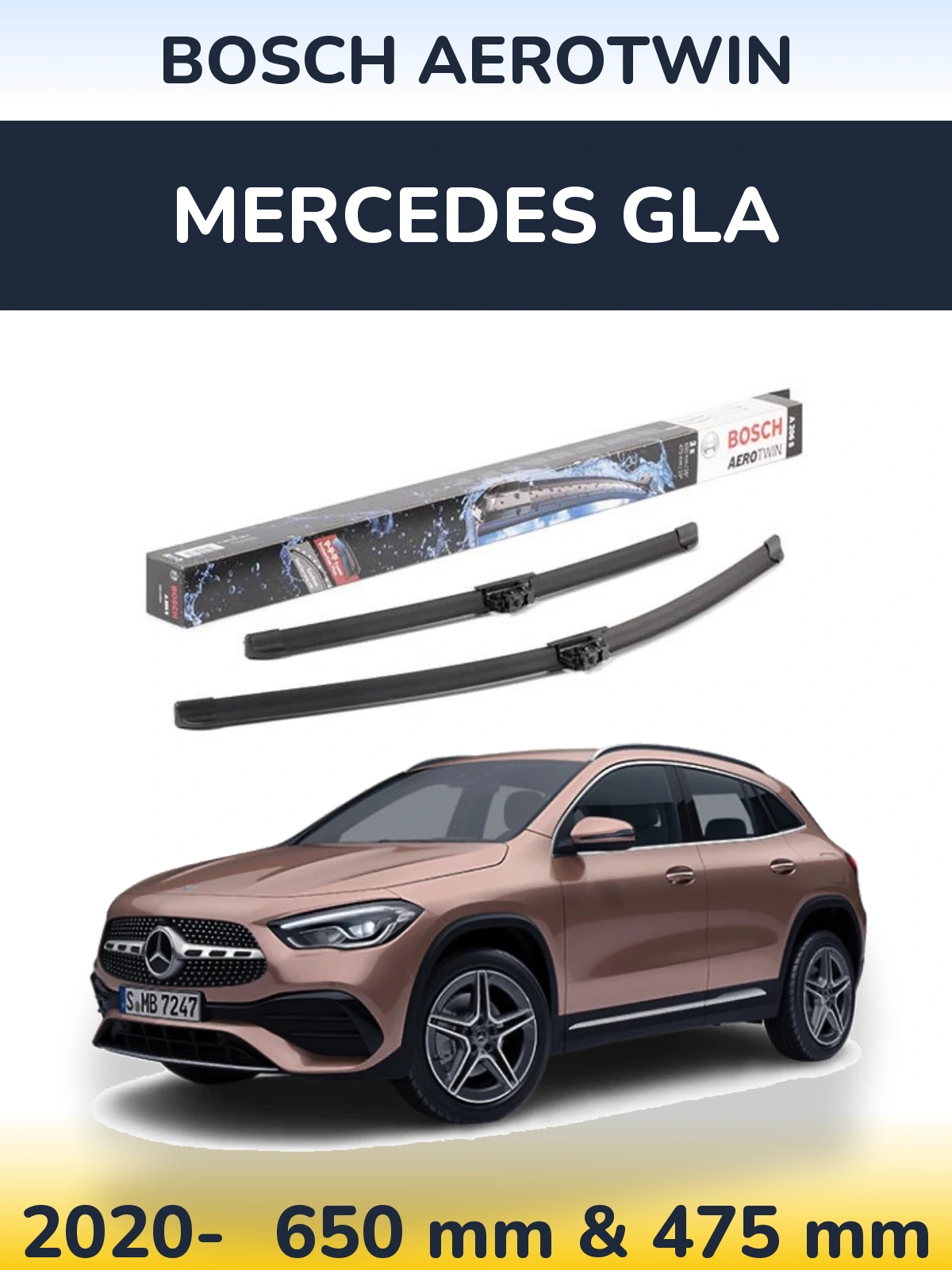 Komplet przednich wycieraczek BOSCH AeroTwin 650 & 475 mm do Mercedes GLA 2020-2026