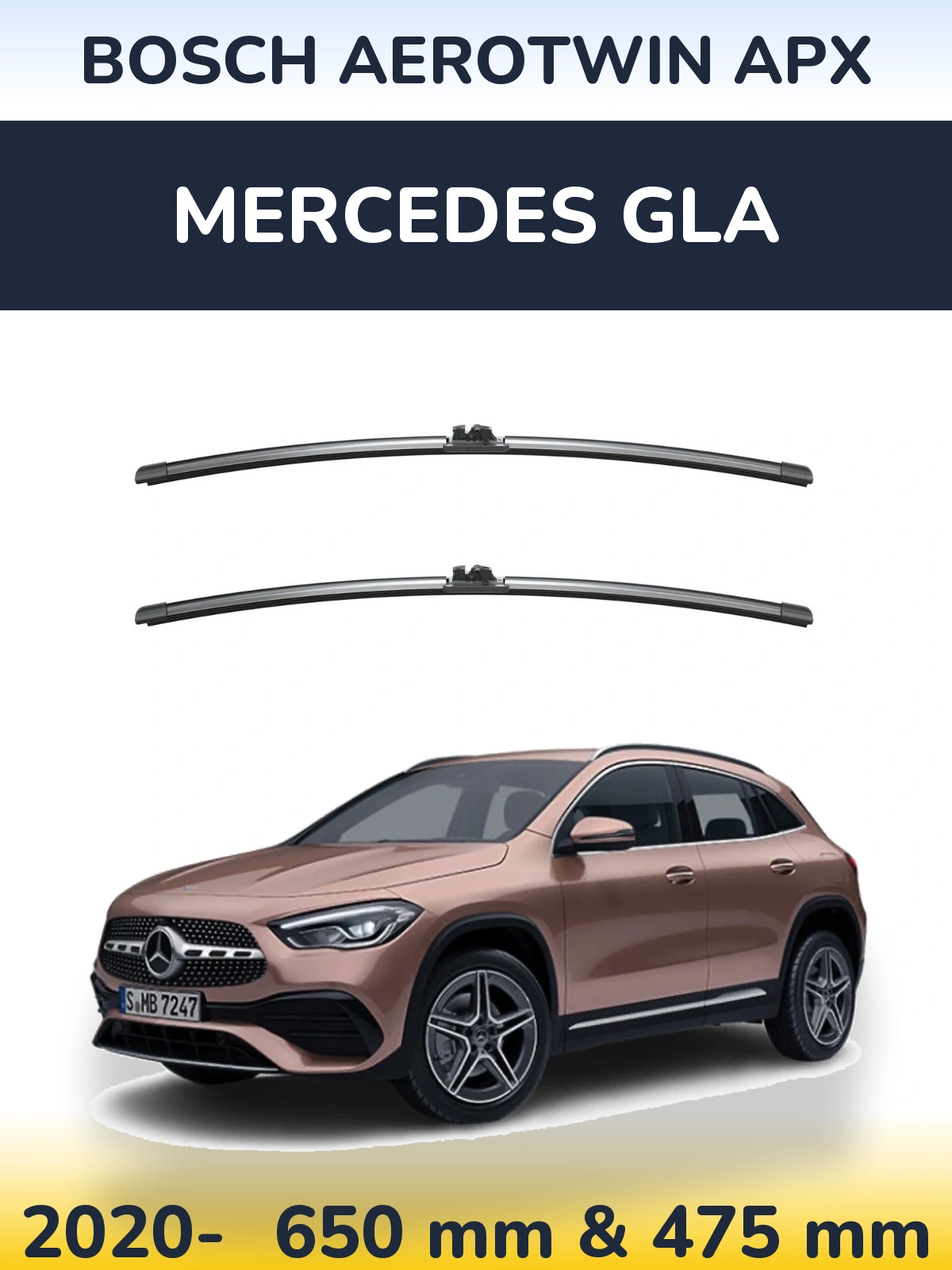 Komplet przednich wycieraczek BOSCH AeroTwin APX 650 & 475 mm do Mercedes GLA 2020-2026