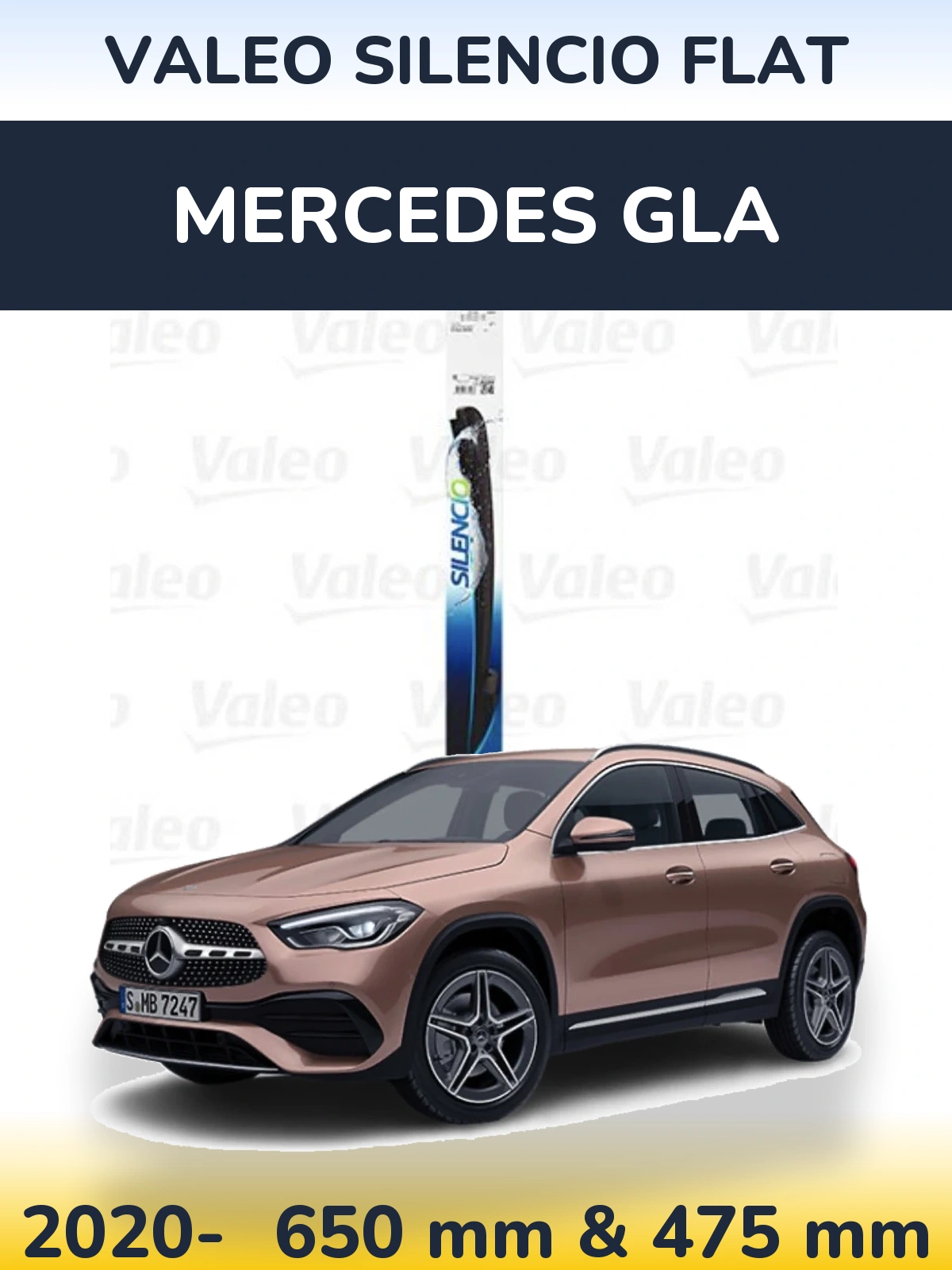 Комплект передних дворников Valeo Silencio Flat 650 & 475 мм для Mercedes GLA 2020-2026