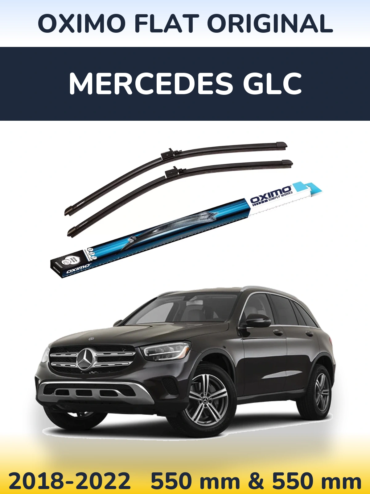 Комплект передних дворников Oximo Flat Original 550 & 550 мм для Mercedes GLC 2018-2022