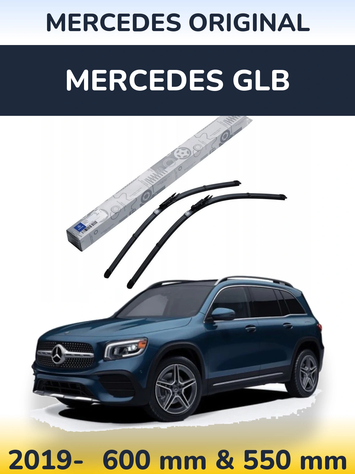 Front wiper blade set Mercedes OEM Mercedes Original 600 & 550 mm for Mercedes GLB 2019-2026
