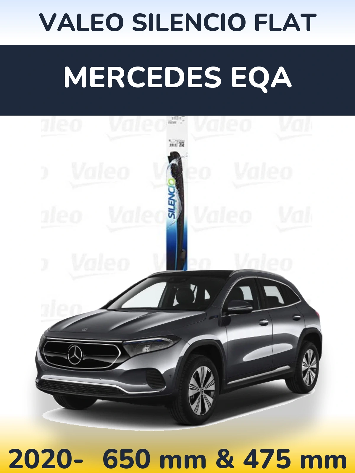 Komplet przednich wycieraczek Valeo Silencio Flat 650 & 475 mm do Mercedes EQA 2020-2026