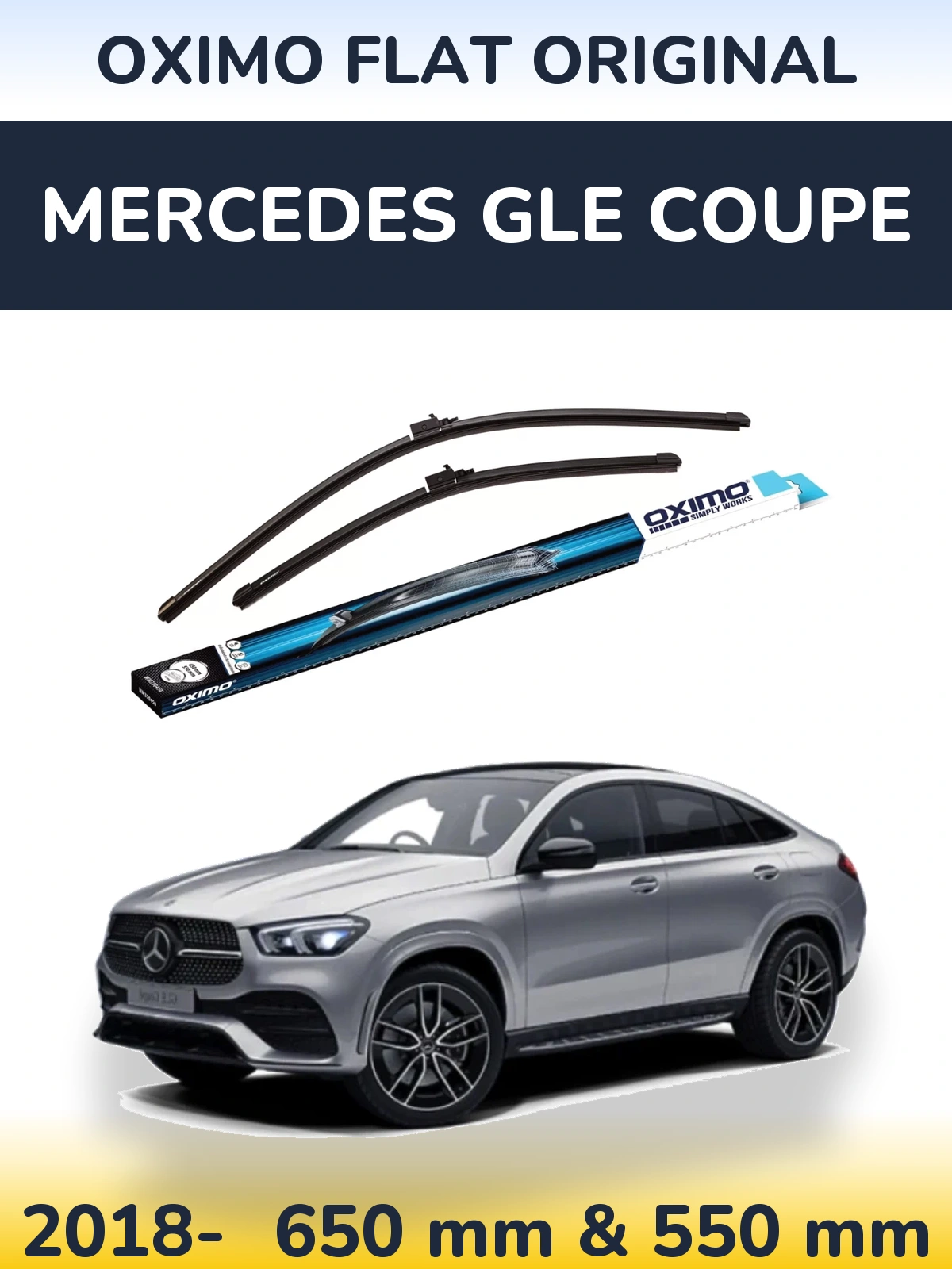 Комплект передних дворников Oximo Flat Original 650 & 550 мм для Mercedes GLE Coupe 2018-2026