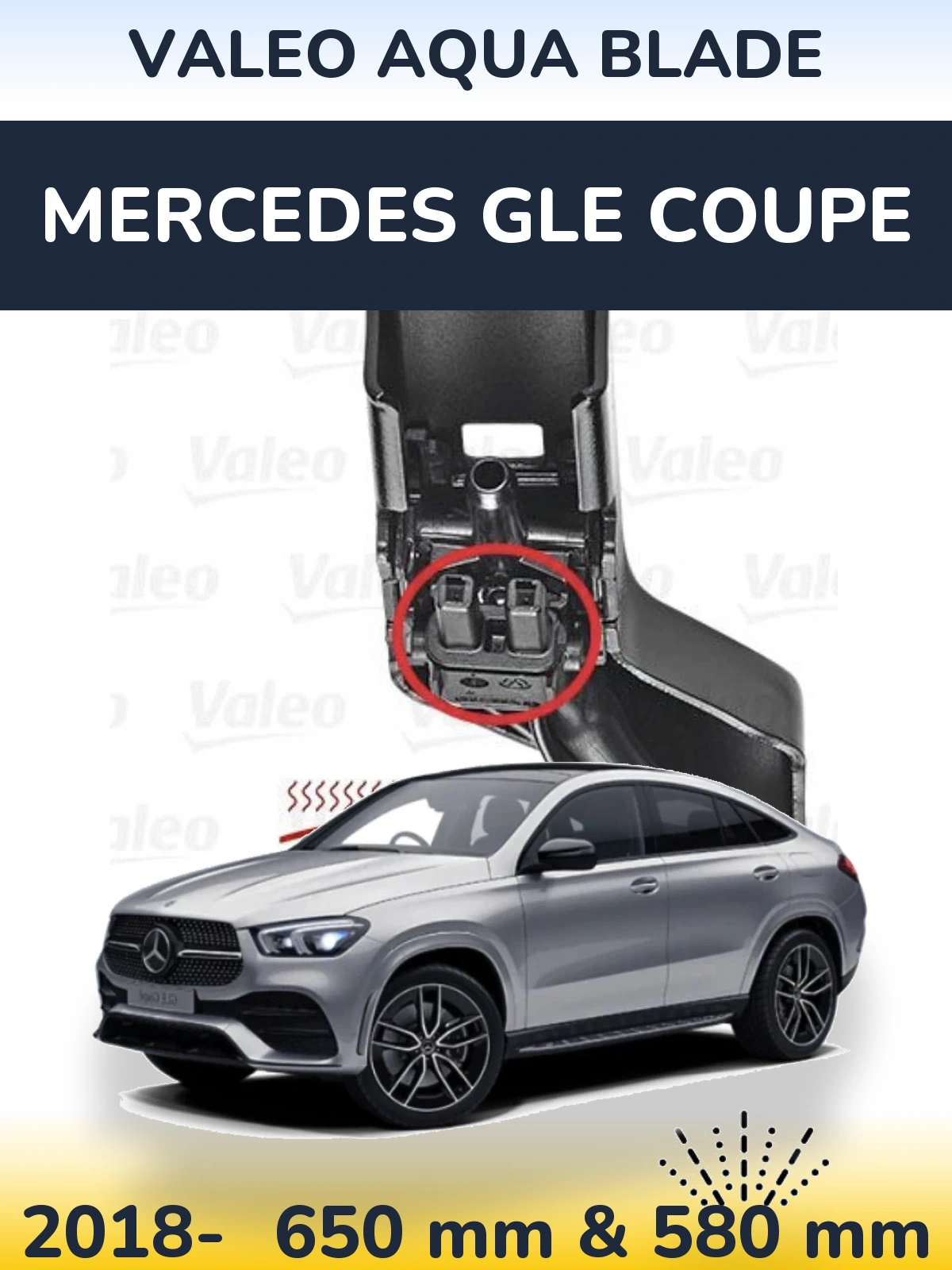 Komplet przednich wycieraczek Valeo Aqua Blade 650 & 580 mm do Mercedes GLE Coupe 2018-2026