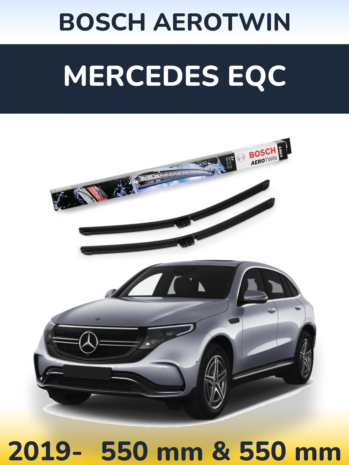 Komplet przednich wycieraczek BOSCH AeroTwin 550 & 550 mm do Mercedes EQC 2019-2026