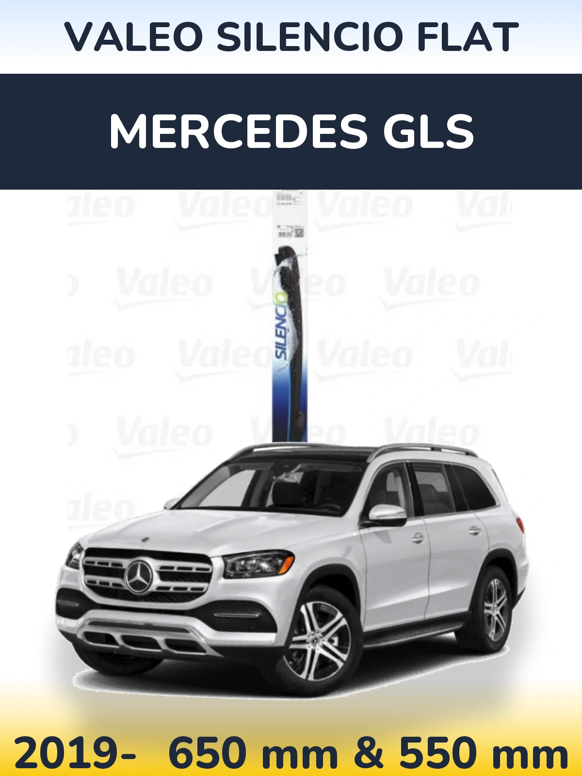 Komplet przednich wycieraczek Valeo Silencio Flat 650 & 550 mm do Mercedes GLS 2019-2026