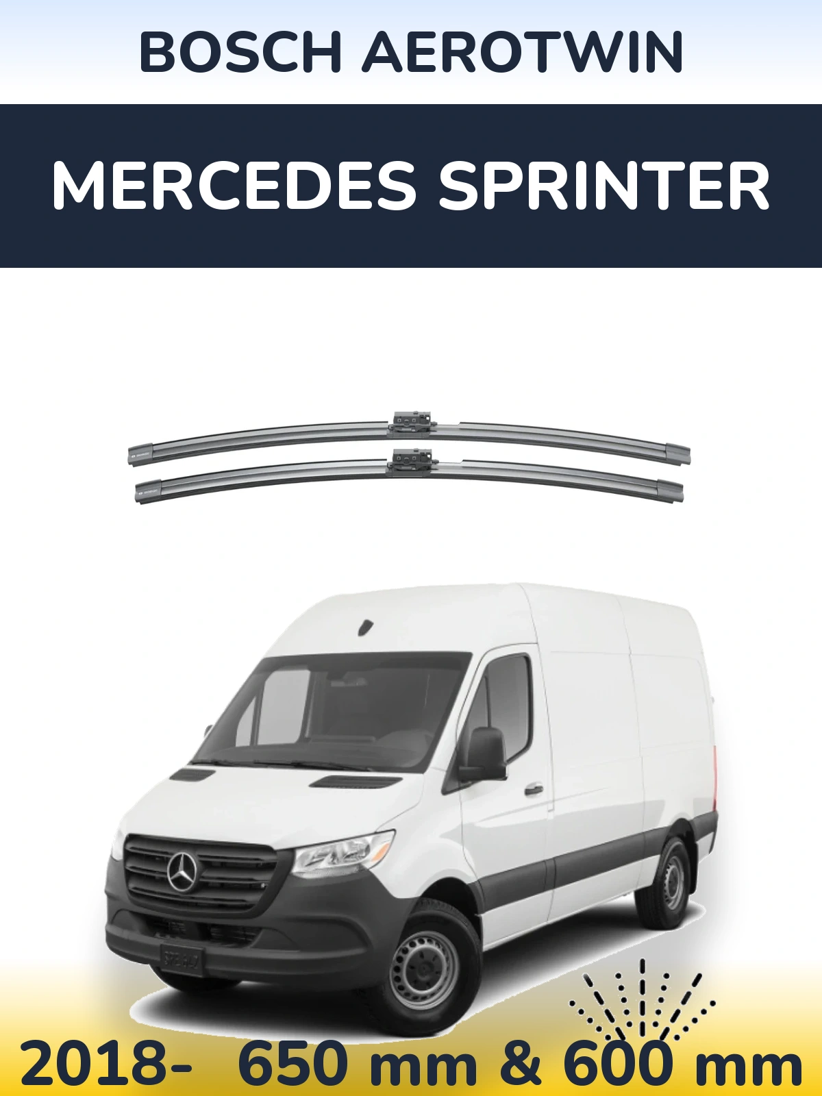 Komplet przednich wycieraczek BOSCH AeroTwin 650 & 600 mm do Mercedes Sprinter 2018-2026