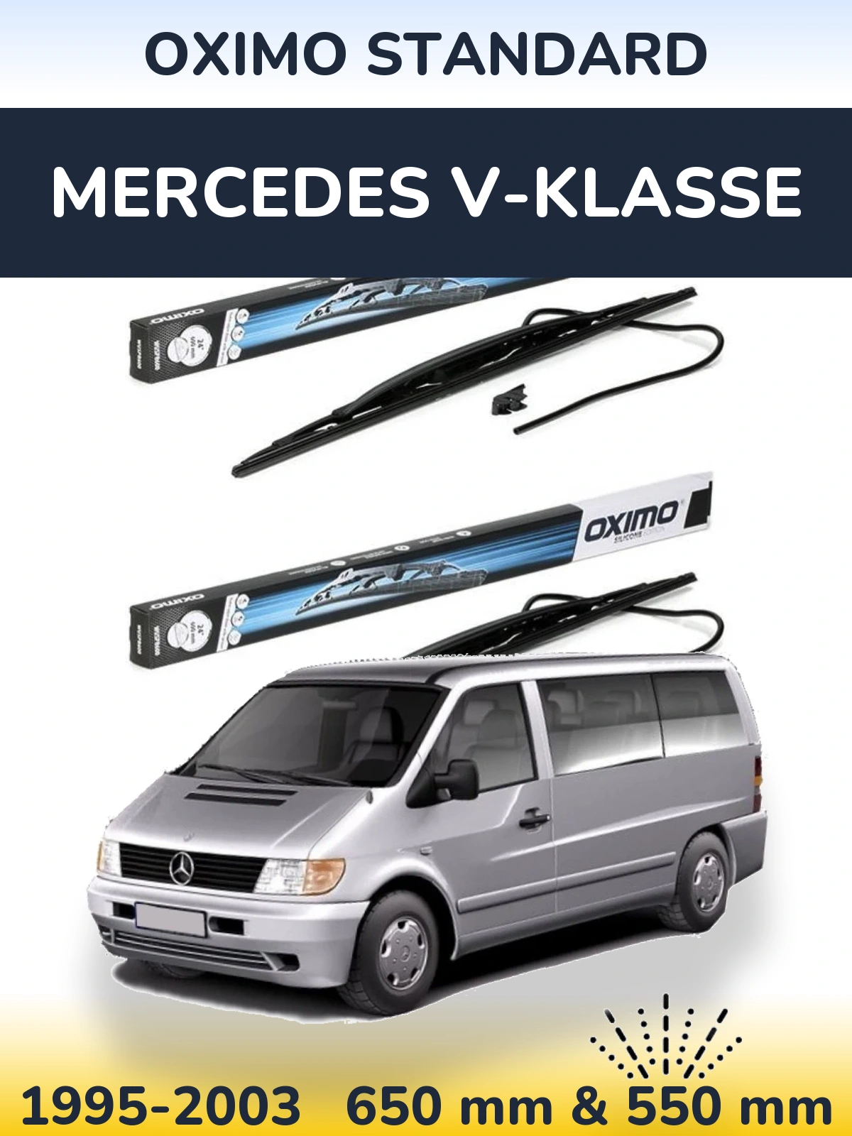 Комплект передних дворников Oximo Standard 650 & 550 мм для Mercedes V-Klasse 1995-2003