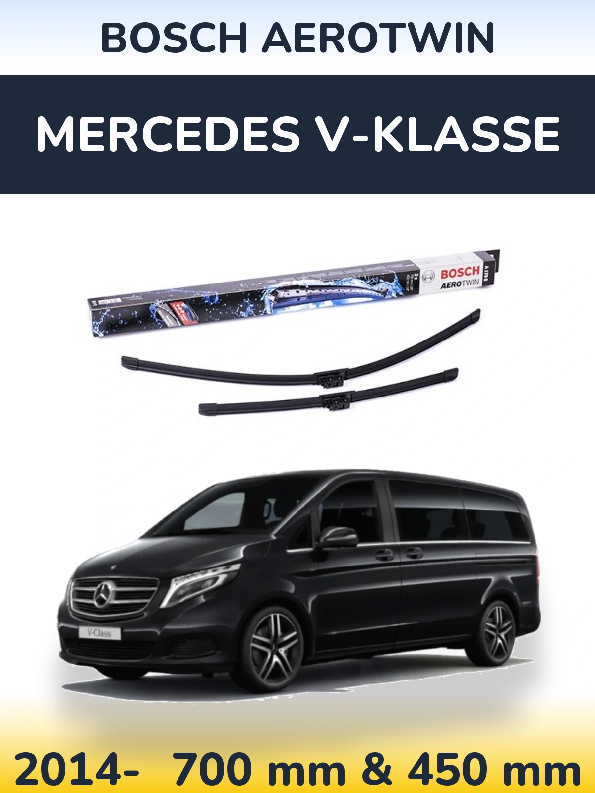 Komplet przednich wycieraczek BOSCH AeroTwin 700 & 450 mm do Mercedes V-Klasse 2014-2026