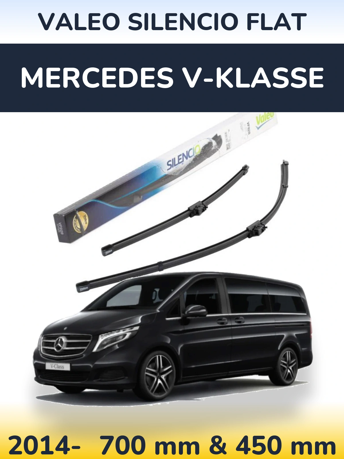 Комплект передних дворников Valeo Silencio Flat 700 & 450 мм для Mercedes V-Klasse 2014-2026