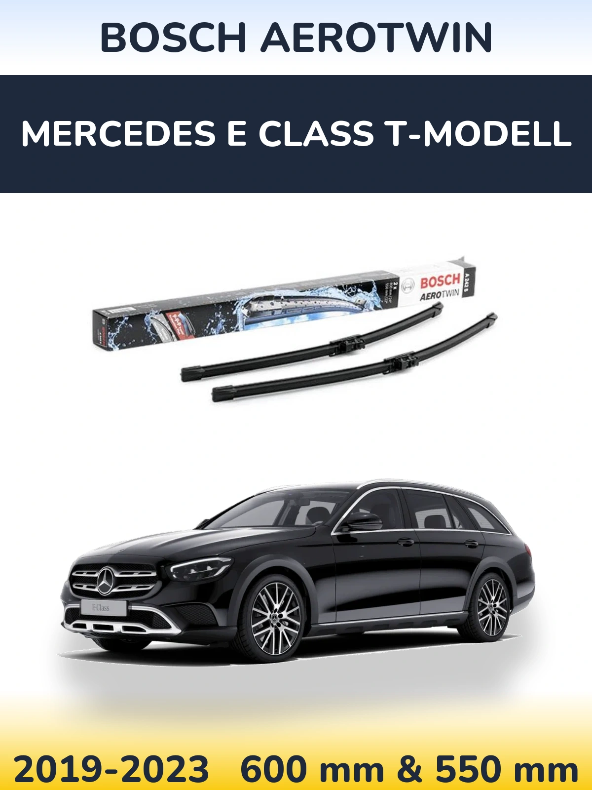 Komplet przednich wycieraczek BOSCH AeroTwin 600 & 550 mm do Mercedes Klasa E T-Modell 2019-2023