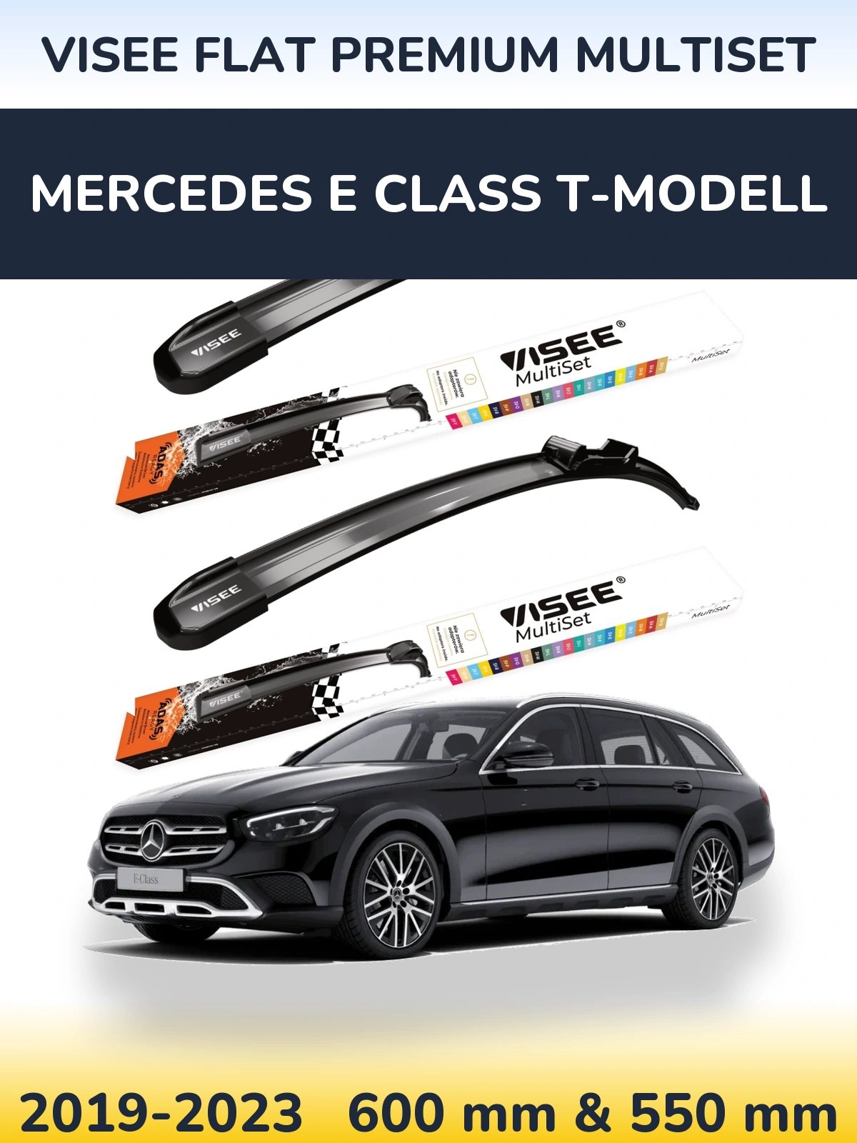 Komplet przednich wycieraczek VISEE FLAT PREMIUM MultiSet 600 & 550 mm do Mercedes Klasa E T-Modell 2019-2023