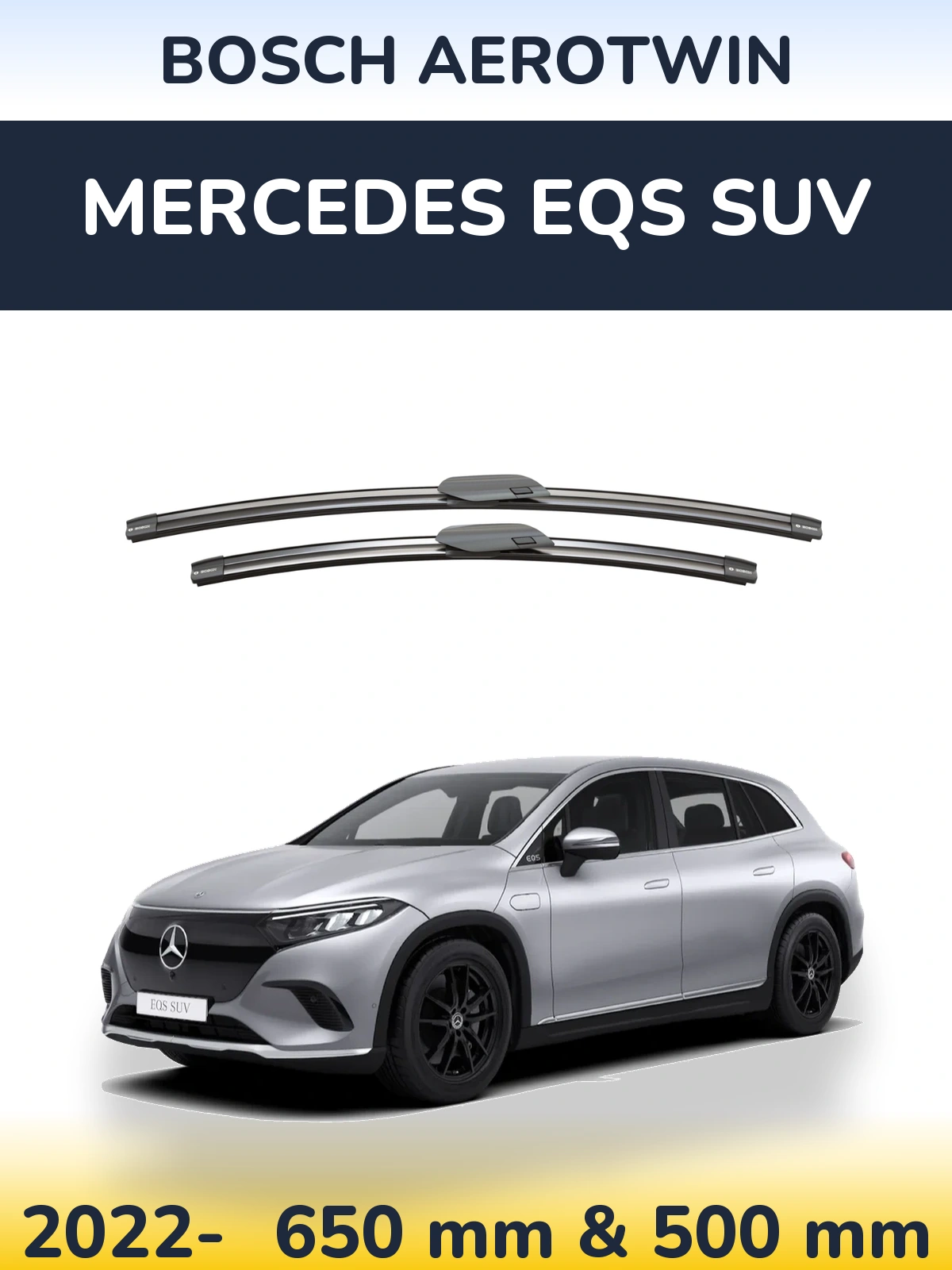 Комплект передних дворников BOSCH AeroTwin 650 & 500 мм для Mercedes EQS SUV 2022-2026