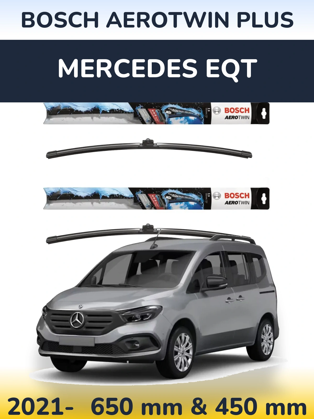 Komplet przednich wycieraczek BOSCH AeroTwin Plus 650 & 450 mm do Mercedes EQT 2021-2026