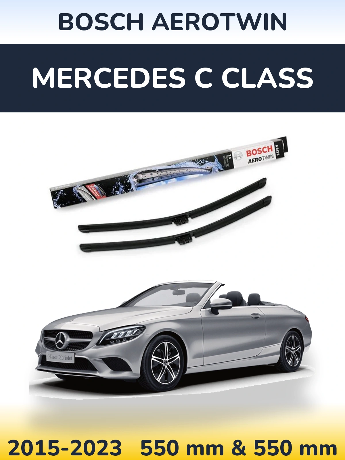 Komplet przednich wycieraczek BOSCH AeroTwin 550 & 550 mm do Mercedes Klasa C 2015-2023