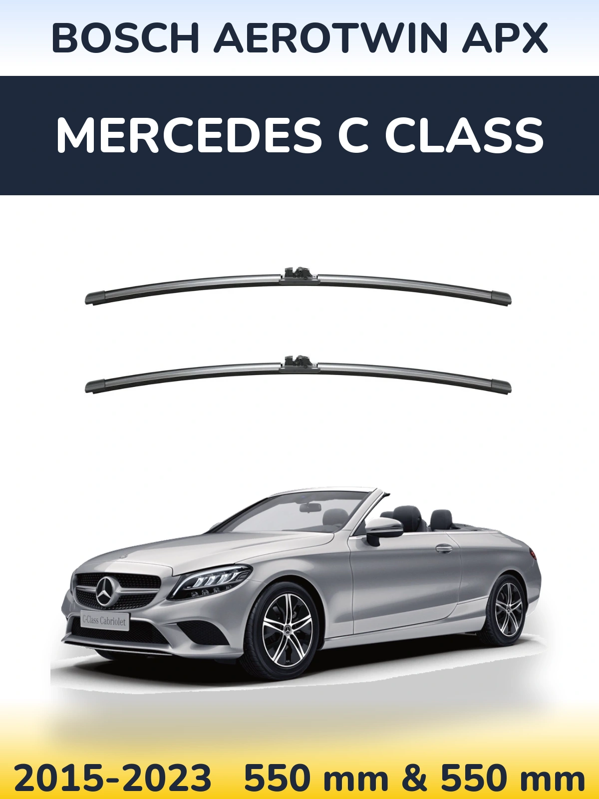 Комплект передних дворников BOSCH AeroTwin APX 550 & 550 мм для Mercedes C Class 2015-2023