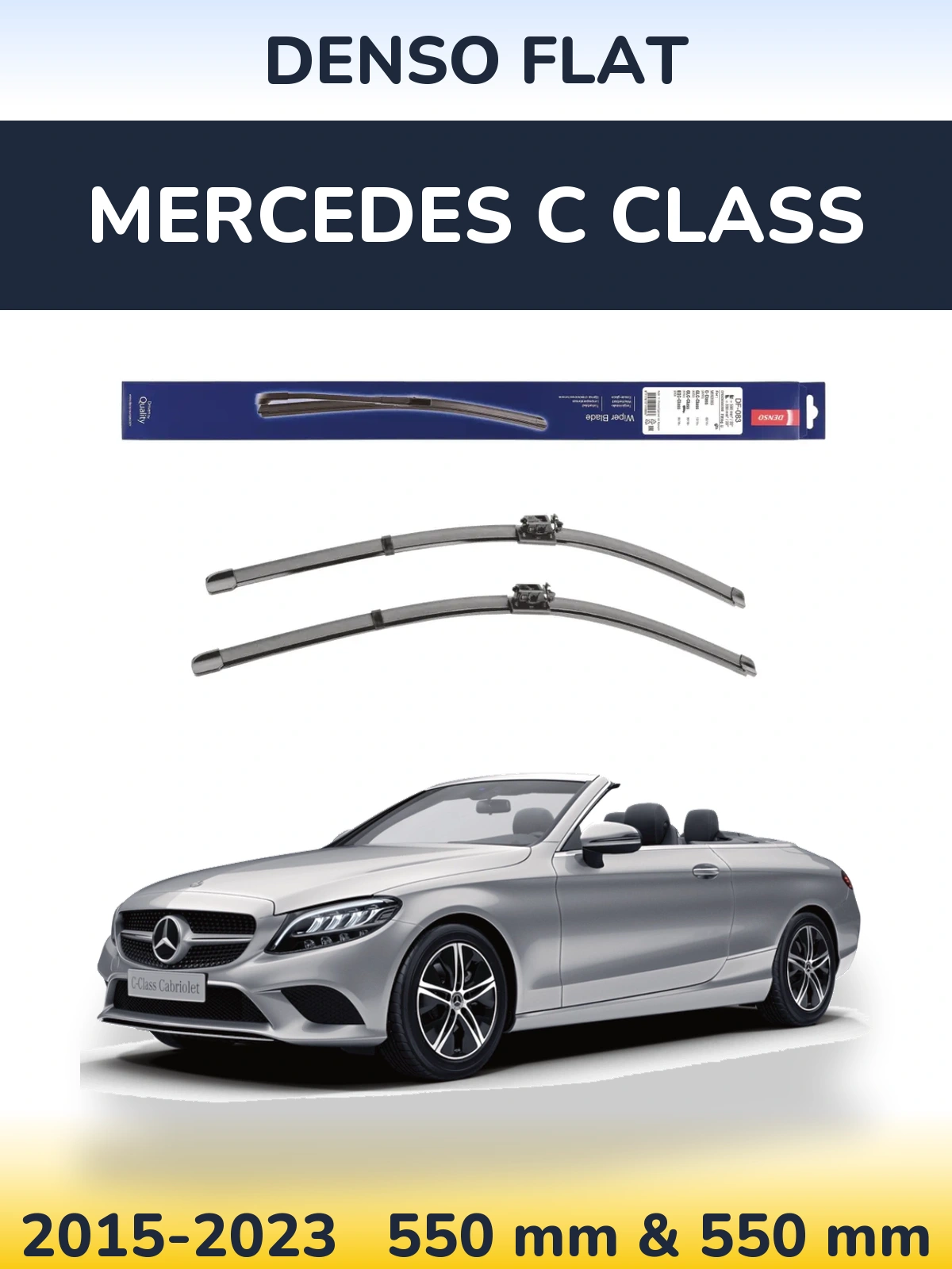 Комплект передних дворников Denso Flat 550 & 550 мм для Mercedes C Class 2015-2023