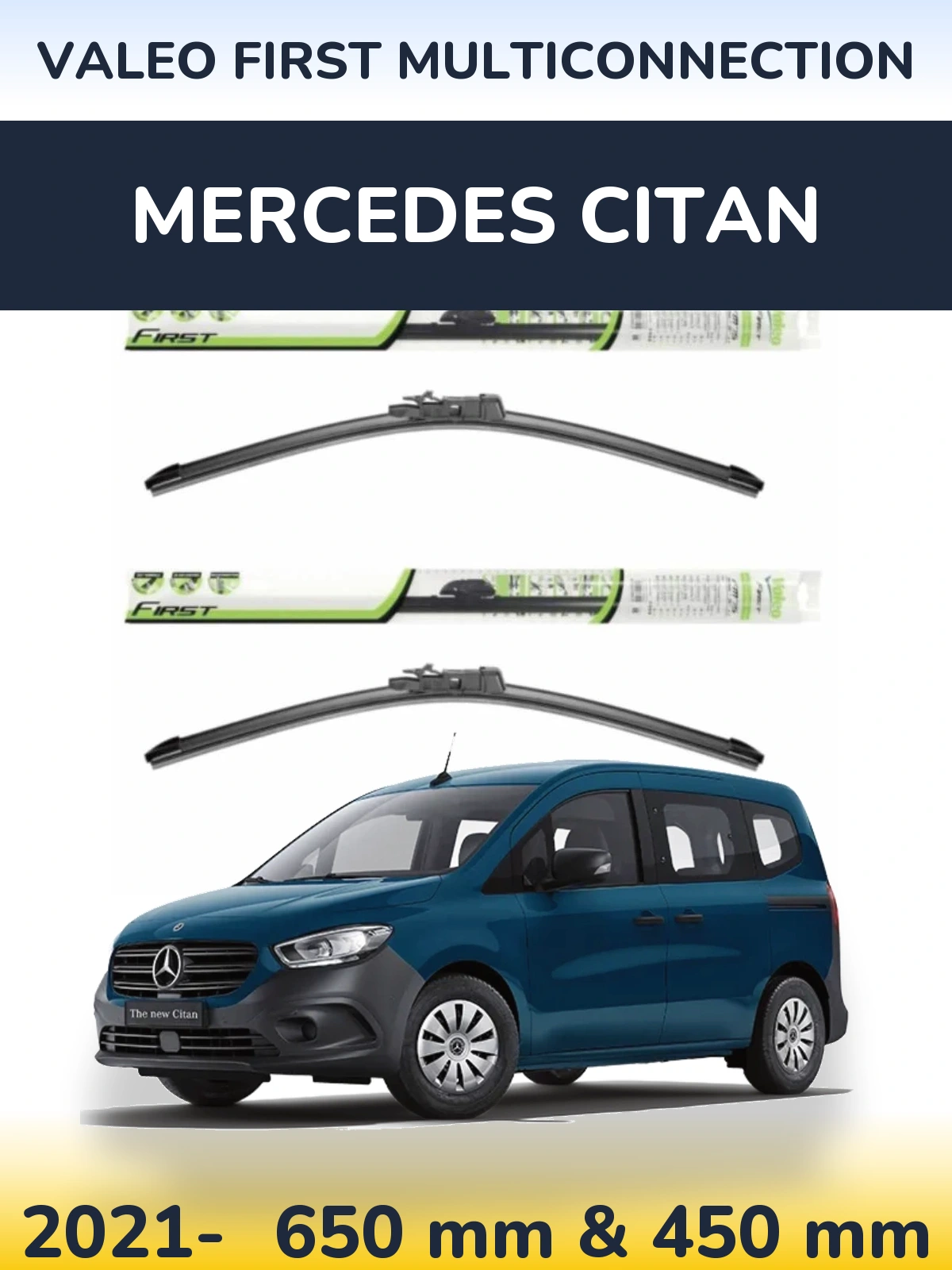 Komplet przednich wycieraczek Valeo First MultiConnection 650 & 450 mm do Mercedes Citan 2021-2026