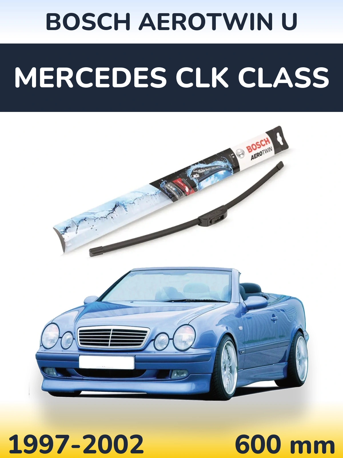Передний дворник BOSCH AeroTwin U 600 мм для Mercedes CLK Class 1997-2002