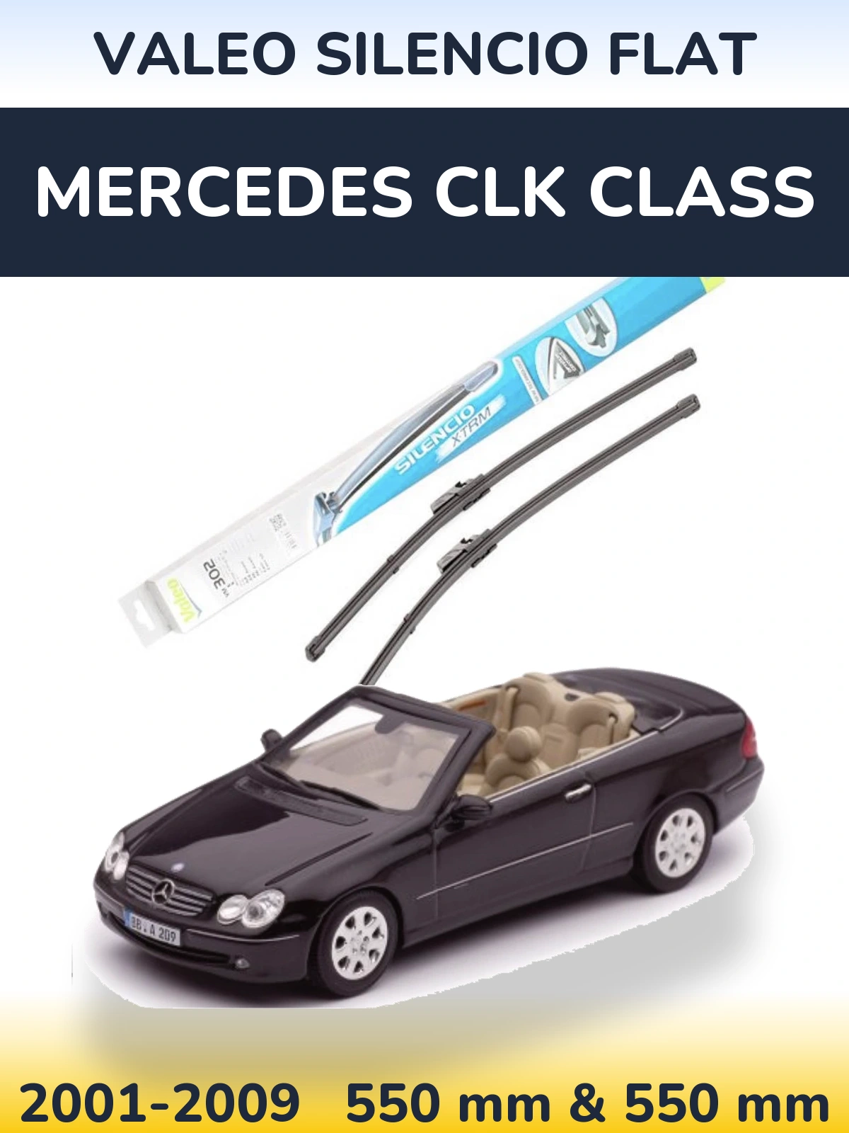 Комплект передних дворников Valeo Silencio Flat 550 & 550 мм для Mercedes CLK Class 2001-2009