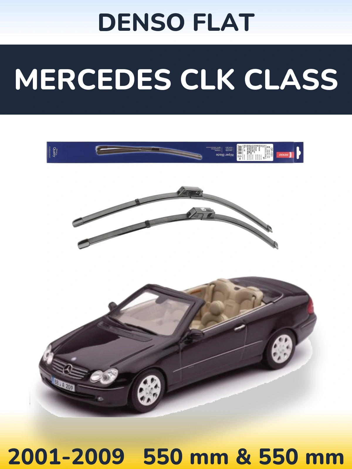 Komplet przednich wycieraczek Denso Flat 550 & 550 mm do Mercedes Klasa CLK 2001-2009