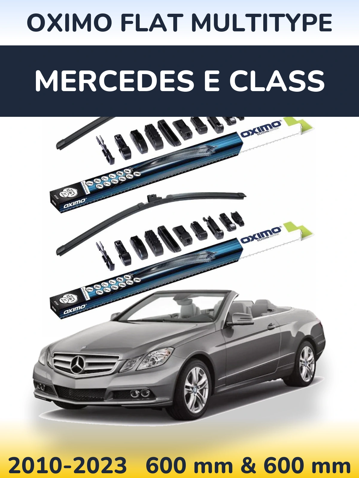 Комплект передних дворников Oximo Flat MultiТипe 600 & 600 мм для Mercedes E Class 2010-2023