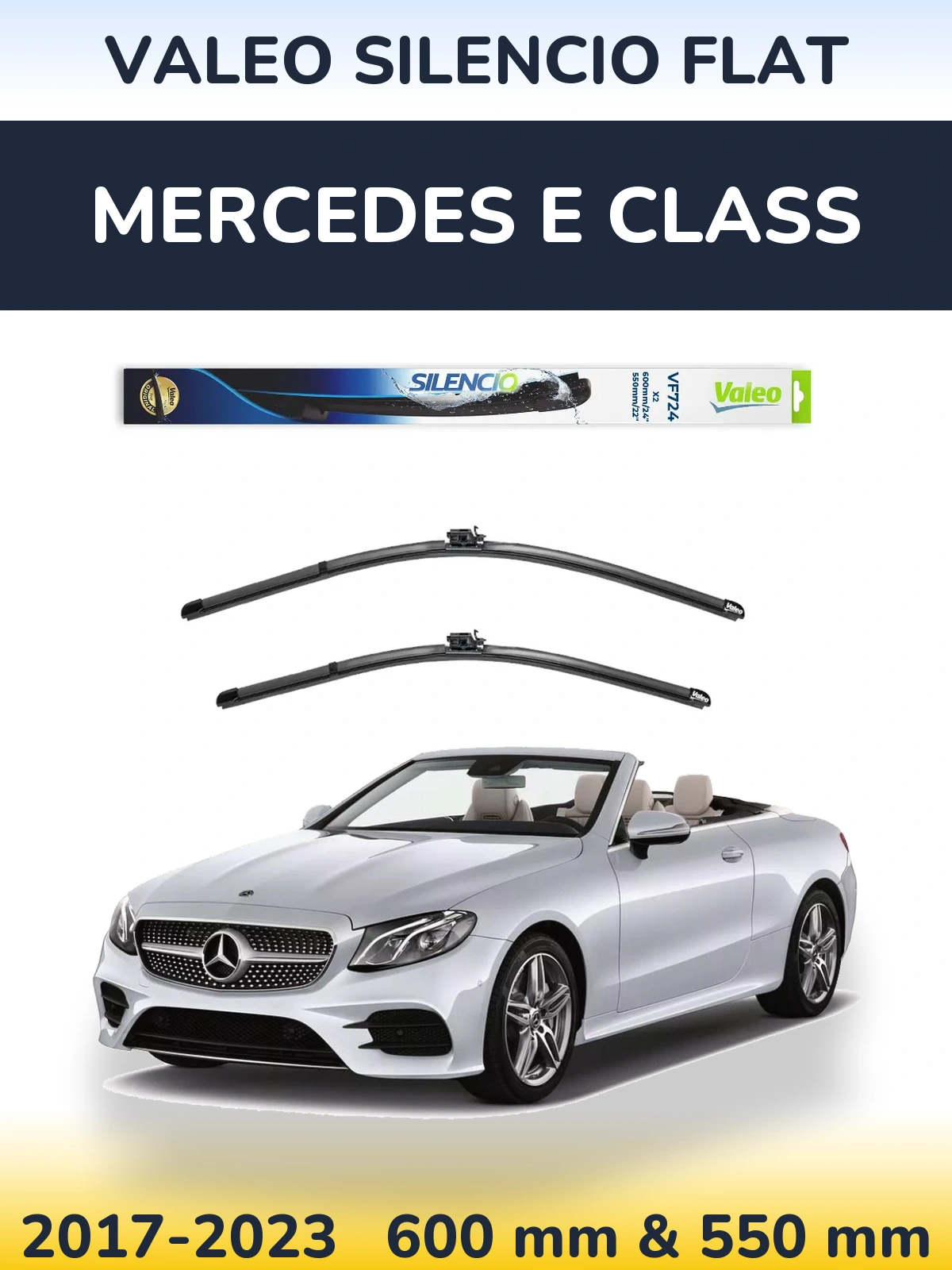 Komplet przednich wycieraczek Valeo Silencio Flat 600 & 550 mm do Mercedes Klasa E 2017-2023