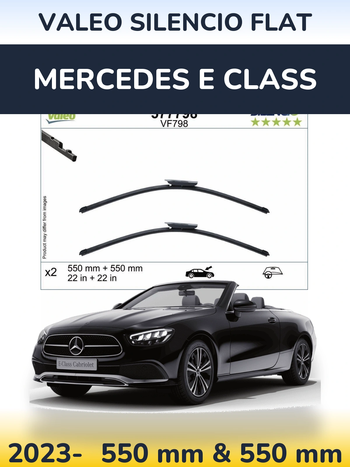 Komplet przednich wycieraczek Valeo Silencio Flat 550 & 550 mm do Mercedes Klasa E 2023-2026