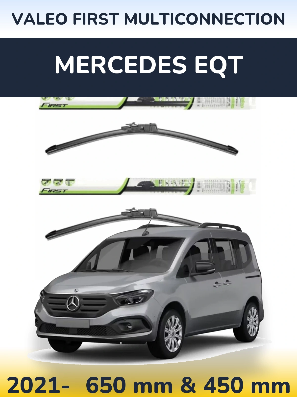 Komplet przednich wycieraczek Valeo First MultiConnection 650 & 450 mm do Mercedes EQT 2021-2026
