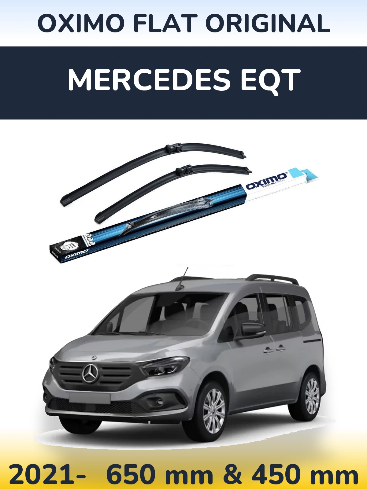 Комплект передних дворников Oximo Flat Original 650 & 450 мм для Mercedes EQT 2021-2026
