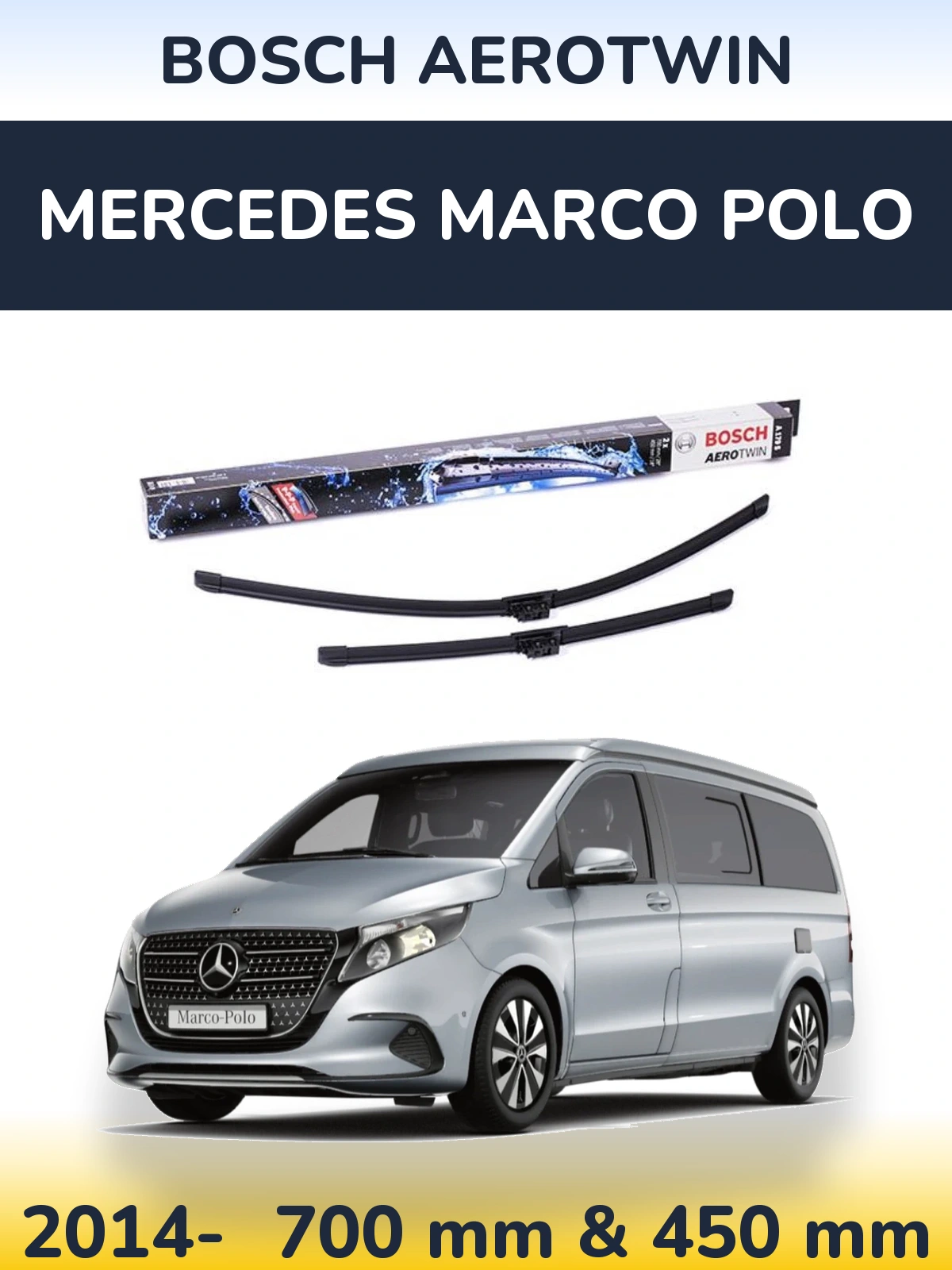 Komplet przednich wycieraczek BOSCH AeroTwin 700 & 450 mm do Mercedes Marco Polo 2014-2026