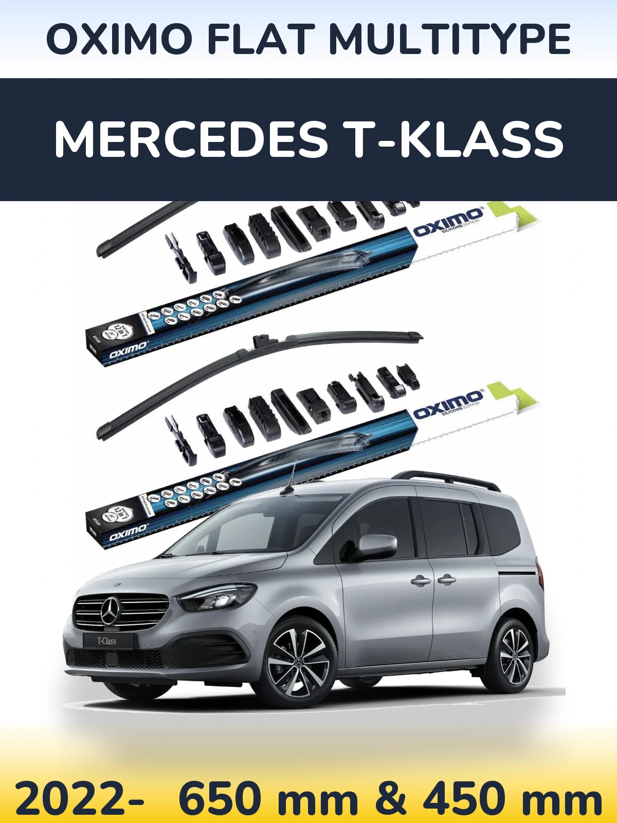 Komplet przednich wycieraczek Oximo Flat MultiType 650 & 450 mm do Mercedes T-Klass 2022-2026