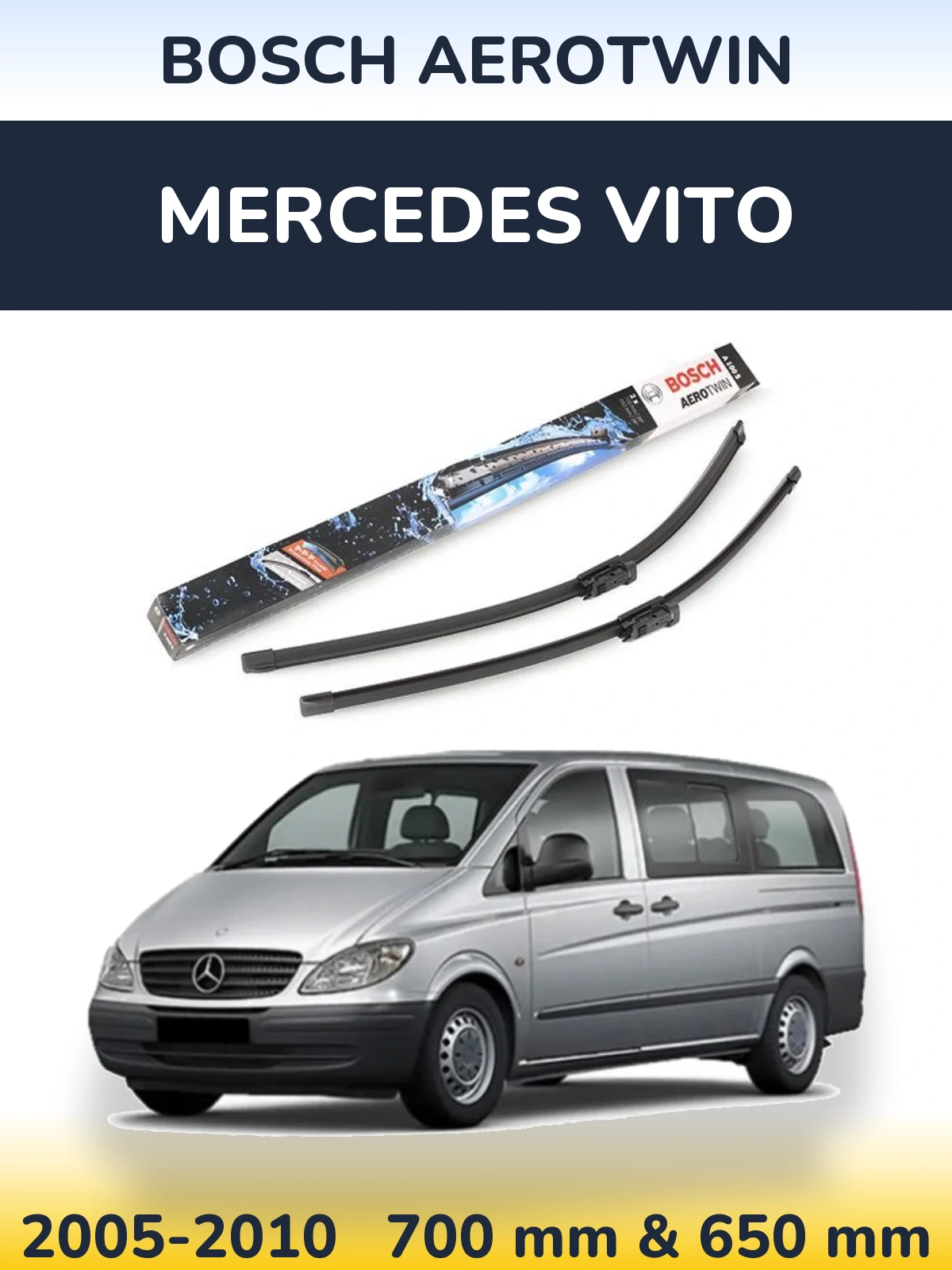 Komplet przednich wycieraczek BOSCH AeroTwin 700 & 650 mm do Mercedes Vito 2005-2010