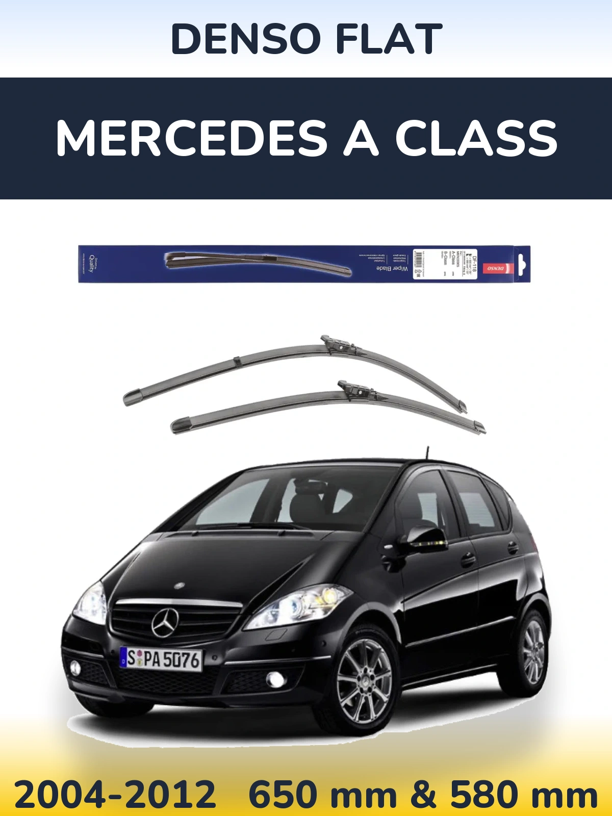 Komplet przednich wycieraczek Denso Flat 650 & 580 mm do Mercedes Klasa A 2004-2012